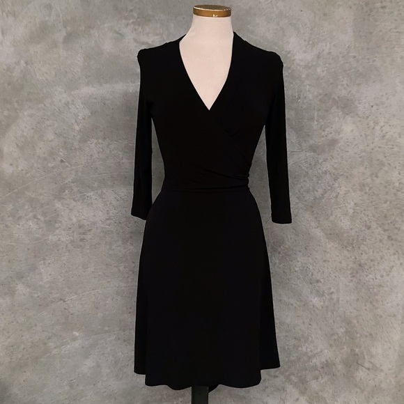 Long Sleeve Black Portmans Wrap Dress 